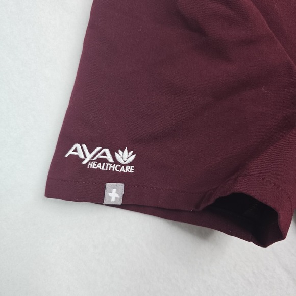 Figs‎ Technical Collection Burgundy Scrub Top Only Aya health logo Medium EUC - Picture 3 of 9